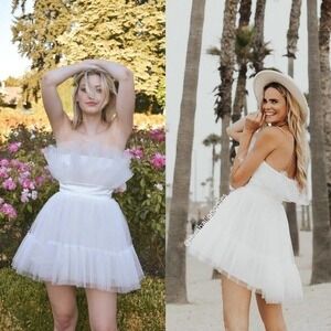 KATIE MAY Ellee Mini Dress White Tulle Wedding Size M